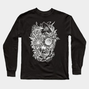 Flower skull inverse Long Sleeve T-Shirt